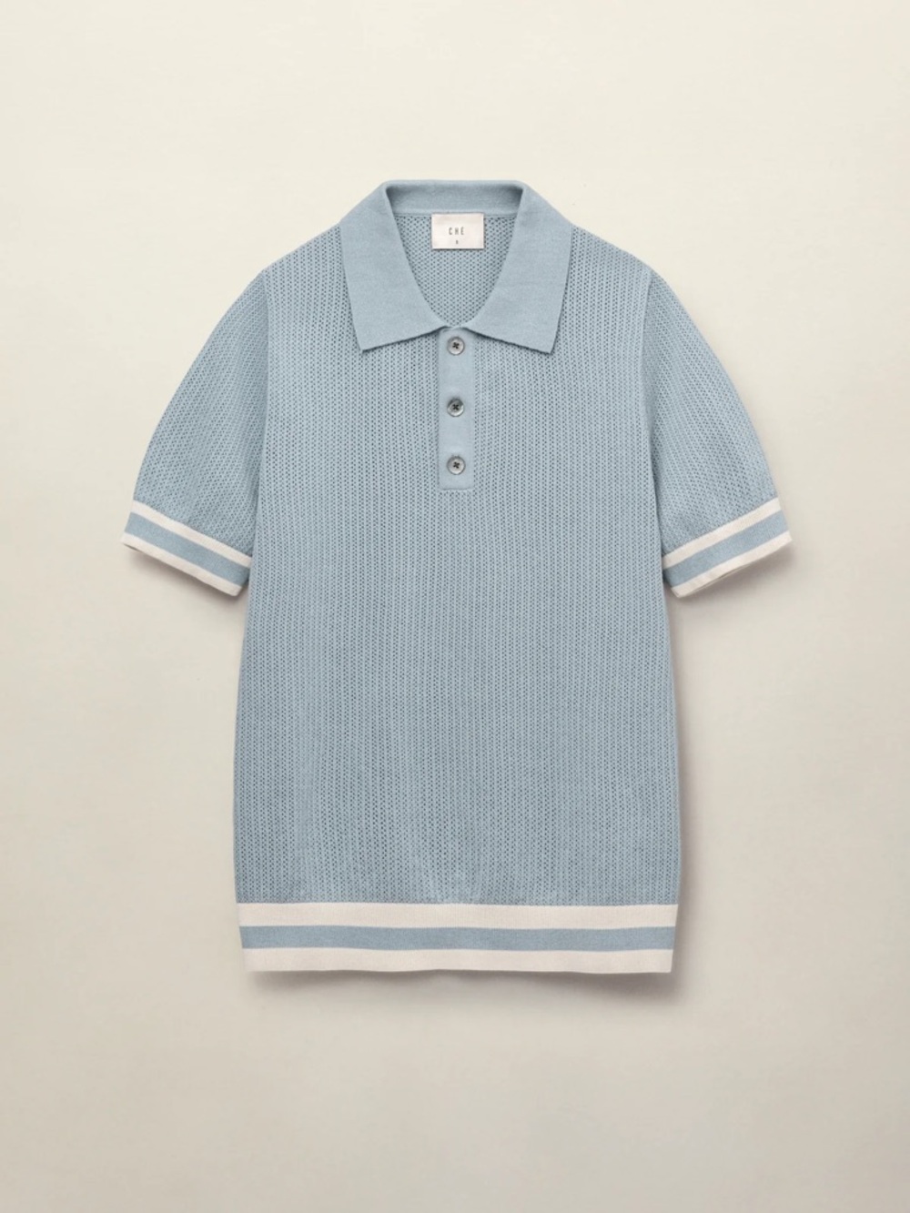 CHE COTTON OPEN KNIT QUINN POLO
